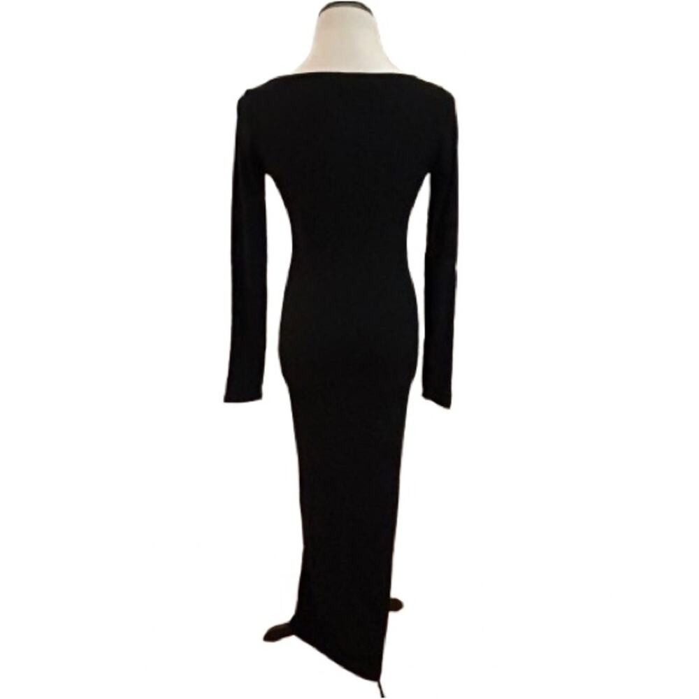 NWT SKIMS Black Soft Lounge Long-Sleeve Square Neck Bodycon Maxi Dress. Size M. - Picture 8 of 9